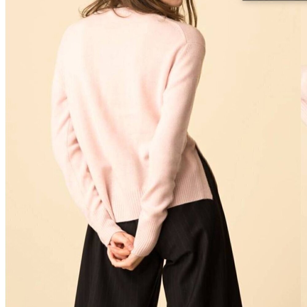 Vince Asymmetric Cashmere Crew Sweater in Cherry Blossom - Picture 3 of 7